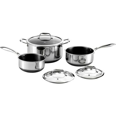 Hexclad Gordon Ramsay Hybrid Kokkegodsett - 3 Gryter og Lokk Hexclad Gordon Ramsay Hybrid Kokkegodsett - 3 Gryter og Lokk