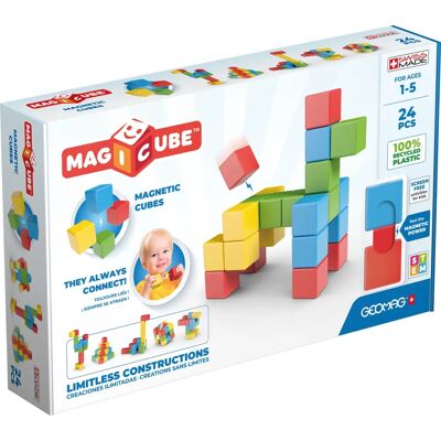 Geomag MagiCube Vollfarbe Recycelt - 24 Magnetische Formen - Kindermagnetbausteine Geomag MagiCube Vollfarbe Recycelt - 24 Magnetische Formen - Kindermagnetbausteine