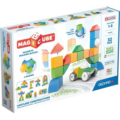 Geomag Magicube 4 Shapes - Building Blocks for Kids - 32 Recycled Cubes Geomag Magicube 4 Shapes - Building Blocks for Kids - 32 Recycled Cubes