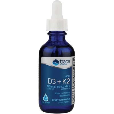 Trace Minerals Ionic D3 + K2 Drops 2 oz - Supplement Trace Minerals Ionic D3 + K2 Drops 2 oz - Supplement