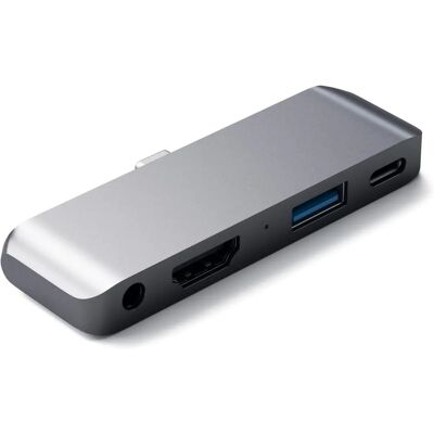 Satechi Hub Mobile Pro in Alluminio Type-C - HDMI 4K, USB 3.0 & Jack 3.5mm - Grigio Satechi Hub Mobile Pro in Alluminio Type-C - HDMI 4K, USB 3.0 & Jack 3.5mm - Grigio