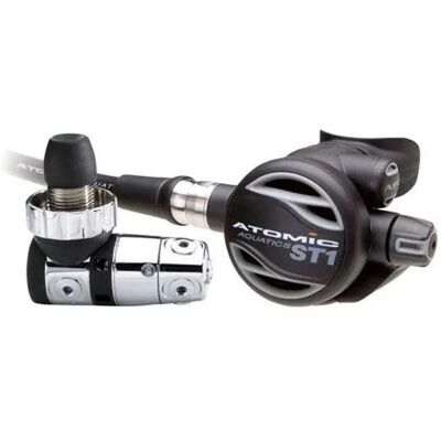 Conjunto de Regulador de Buceo Atomic St1 Din - 300 Bar - Negro, Plateado Conjunto de Regulador de Buceo Atomic St1 Din - 300 Bar - Negro, Plateado