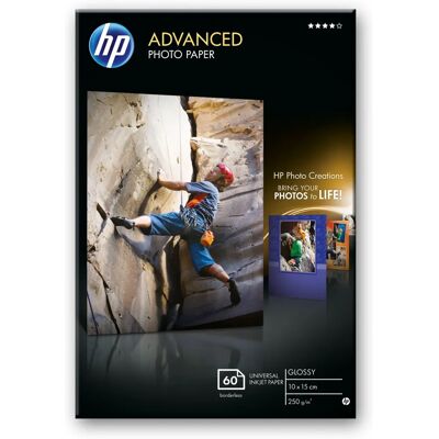 HP kehittynyt kiiltävä valokuvapaperi - 250 g/m², 10x15cm, Valkoinen HP kehittynyt kiiltävä valokuvapaperi - 250 g/m², 10x15cm, Valkoinen