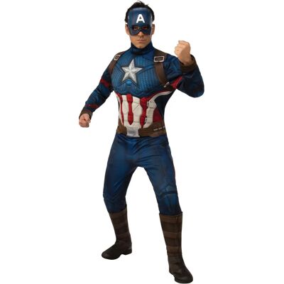 Rubie's Captain America Deluxe Muskelkostym - Marvel Avengers Endgame - Blå - Standard Rubie's Captain America Deluxe Muskelkostym - Marvel Avengers Endgame - Blå - Standard