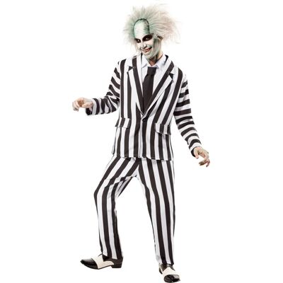 Rubie's Beetlejuice Deluxe Betelgeuse 80s Ghost Halloween Adult Mens Costume - Black/White X-Large Rubie's Beetlejuice Deluxe Betelgeuse 80s Ghost Halloween Adult Mens Costume - Black/White X-Large