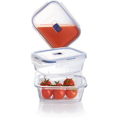 Luminarc Pure Box Active - Conjunto de 3 Caixas de Vidro Herméticas Bicolores Luminarc Pure Box Active - Conjunto de 3 Caixas de Vidro Herméticas Bicolores