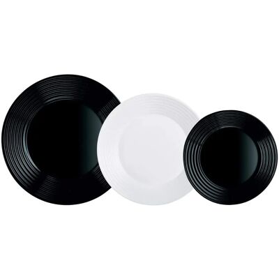 Conjunto de Louça Luminarc Harena Preto e Branco - 18 Peças Conjunto de Louça Luminarc Harena Preto e Branco - 18 Peças