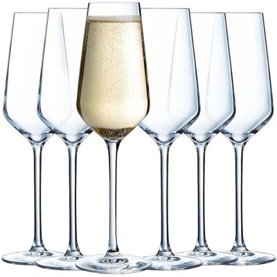 Cristal D'Arques - 6 Flute di Champagne 21cl - Vetro Trasparente Moderno Cristal D'Arques - 6 Flute di Champagne 21cl - Vetro Trasparente Moderno