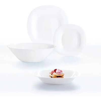Luminarc CARINE Weiße 19-teilige Geschirrset - Gehärtetes Glas Luminarc CARINE Weiße 19-teilige Geschirrset - Gehärtetes Glas