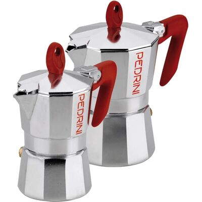 PEDRINI - Set 2 Caffettiere in Alluminio - 1+3 Tazze PEDRINI - Set 2 Caffettiere in Alluminio - 1+3 Tazze