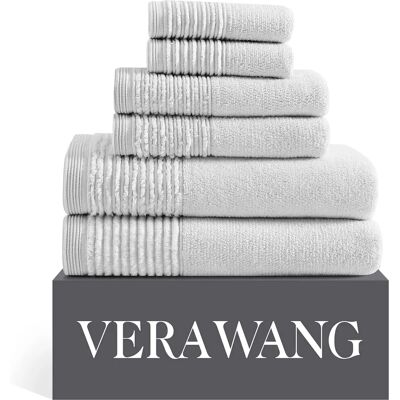 Vera Wang - Bath Towels Set - Grey - Luxury Cotton - 6 Pieces Vera Wang - Bath Towels Set - Grey - Luxury Cotton - 6 Pieces