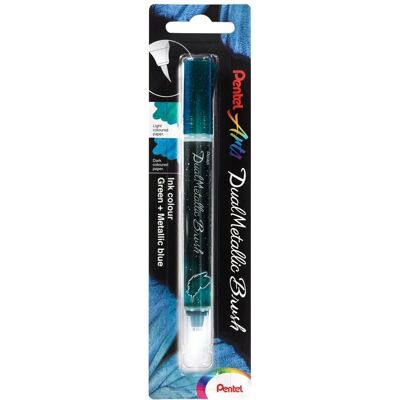 Pentel Arts - Doble Tinta Metálica - Xgfh-Ddx - Verde / Azul Metálico - Bolígrafo de Pincel - Materiales de Arte Pentel Arts - Doble Tinta Metálica - Xgfh-Ddx - Verde / Azul Metálico - Bolígrafo de Pincel - Materiales de Arte