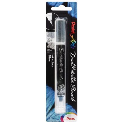 Pentel Arts - Dual Metallic Brush Pen - Silver - Brush Pen Pentel Arts - Dual Metallic Brush Pen - Silver - Brush Pen