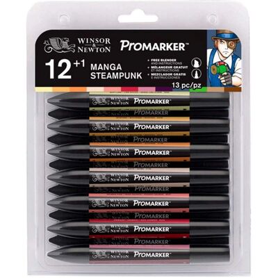 Ensemble de 12 feutres ProMarker Manga Steampunk - Winsor & Newton - Publicité Ensemble de 12 feutres ProMarker Manga Steampunk - Winsor & Newton - Publicité
