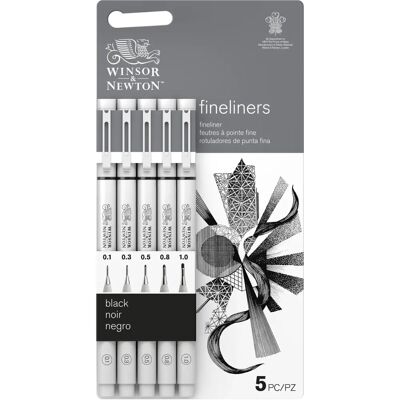 Winsor & Newton Fineliner Set 5 Musta - Taidetarvikkeet Winsor & Newton Fineliner Set 5 Musta - Taidetarvikkeet