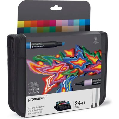 Set Portafoglio Promarker Arts & Illustration di Winsor & Newton - 24 Pennarelli Set Portafoglio Promarker Arts & Illustration di Winsor & Newton - 24 Pennarelli