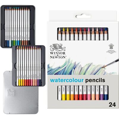 Winsor & Newton Watercolour Pencils - 24 Colors, Thick-Core, Professional Quality Winsor & Newton Watercolour Pencils - 24 Colors, Thick-Core, Professional Quality