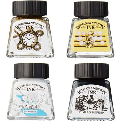 Ensemble d’Encres de Dessin Winsor & Newton - Noirs Blancs Métalliques 14ml - Publicité Ensemble d’Encres de Dessin Winsor & Newton - Noirs Blancs Métalliques 14ml - Publicité