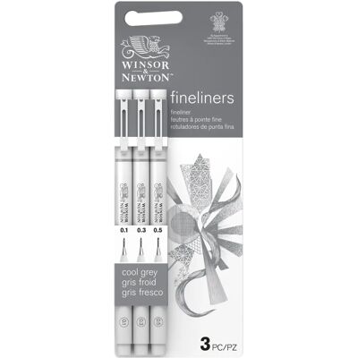 Ensemble de 3 stylos fineliner Winsor & Newton - Art, Croquis, Dessin Ensemble de 3 stylos fineliner Winsor & Newton - Art, Croquis, Dessin