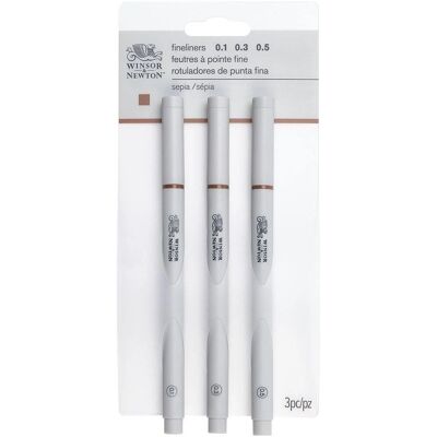 Winsor & Newton Fineliner Sepia Ensemble de 3 - Stylo fineliner Winsor & Newton Fineliner Sepia Ensemble de 3 - Stylo fineliner