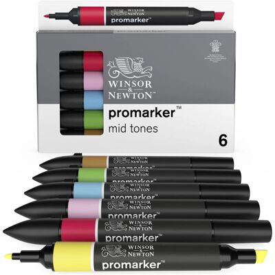 Winsor & Newton Promarker 6 Középtónusú Színkészlet Winsor & Newton Promarker 6 Középtónusú Színkészlet