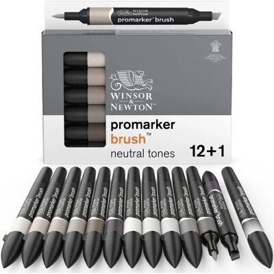 Winsor & Newton Promarker BRUSH - Set of 12 + 1 Blender - Neutrale Töne Winsor & Newton Promarker BRUSH - Set of 12 + 1 Blender - Neutrale Töne
