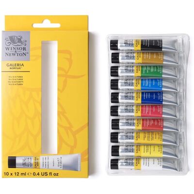 Winsor & Newton Galeria Acrylic Set of 10x12ml Paint Tubes - Acrylic Paint Set Winsor & Newton Galeria Acrylic Set of 10x12ml Paint Tubes - Acrylic Paint Set
