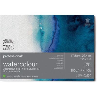 Winsor & Newton Professionelles Aquarellpapier - 300gsm/140Ib - 20 Blätter - Rauh Winsor & Newton Professionelles Aquarellpapier - 300gsm/140Ib - 20 Blätter - Rauh