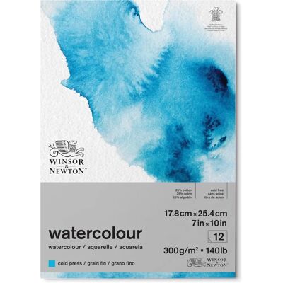 Winsor & Newton Aquarelblok - 140lb/300gsm - 12 Vellen Winsor & Newton Aquarelblok - 140lb/300gsm - 12 Vellen