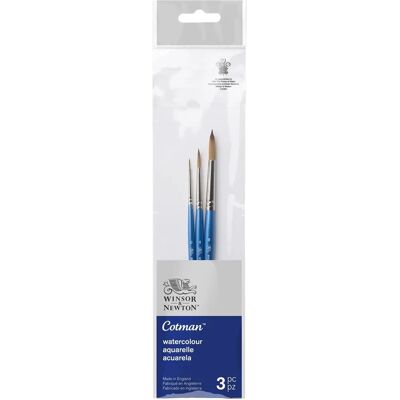 Winsor & Newton Cotman Aquarellpinselset 3 Stück - Größen 0, 4, 8 Winsor & Newton Cotman Aquarellpinselset 3 Stück - Größen 0, 4, 8