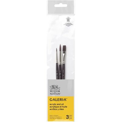Winsor & Newton Galeria Kurzgriff Pinselset (3er Pack) - Acrylmalpinsel Winsor & Newton Galeria Kurzgriff Pinselset (3er Pack) - Acrylmalpinsel