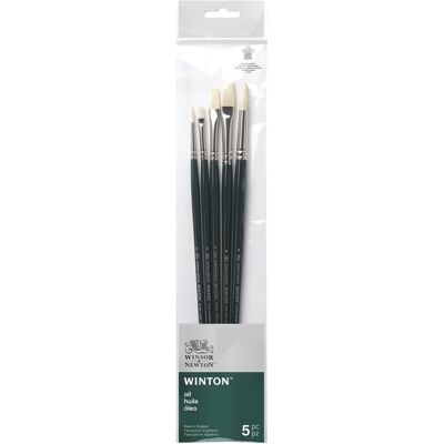 Set di pennelli ad olio Winton di Winsor & Newton con manico lungo - 5 pezzi Set di pennelli ad olio Winton di Winsor & Newton con manico lungo - 5 pezzi