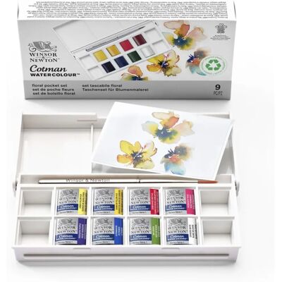 Winsor & Newton Cotman Wasserfarben Blumen-Set - 8 Halbpans & Pinsel Winsor & Newton Cotman Wasserfarben Blumen-Set - 8 Halbpans & Pinsel