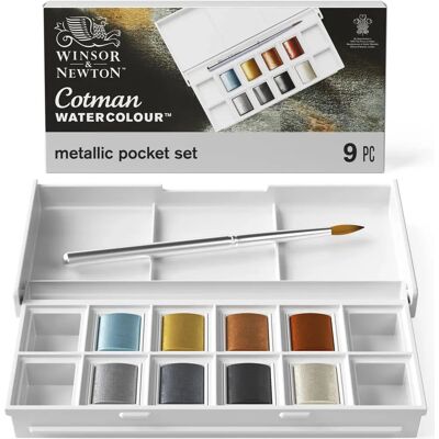 Winsor & Newton Cotman Wasserfarben Metallisch Tasche-Set - 8 Halbpans Winsor & Newton Cotman Wasserfarben Metallisch Tasche-Set - 8 Halbpans