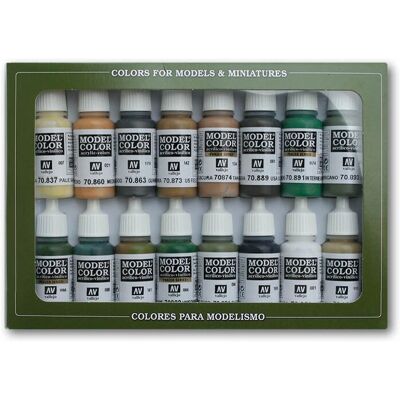 Conjunto de Tintas Acrílicas Vallejo Model Color WWII Aliados - Cores Diversas Conjunto de Tintas Acrílicas Vallejo Model Color WWII Aliados - Cores Diversas