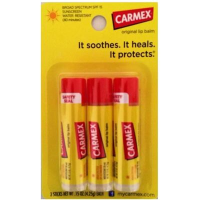 Carmex - Hydratant Original - 0.15 oz - 3 ct - Baume à lèvres - Publicité Carmex - Hydratant Original - 0.15 oz - 3 ct - Baume à lèvres - Publicité