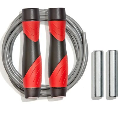 Reebok Cuerda de saltar premium ponderada - Ajustable 280 cm para velocidad Reebok Cuerda de saltar premium ponderada - Ajustable 280 cm para velocidad