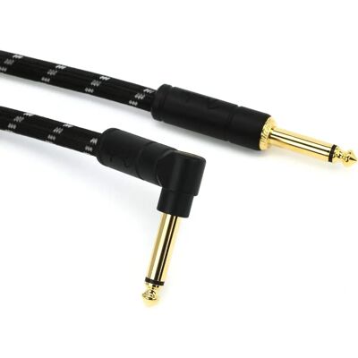 Fender Deluxe Serie Instrumentenkabel - 7,5 m, Gerade/Schräg, Schwarz Tweed Fender Deluxe Serie Instrumentenkabel - 7,5 m, Gerade/Schräg, Schwarz Tweed