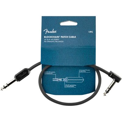 Fender Blockchain 16" Cabo de Conexão - Stereo TRS Direto/Ângulo - Cabo de Conexão Fender Blockchain 16" Cabo de Conexão - Stereo TRS Direto/Ângulo - Cabo de Conexão