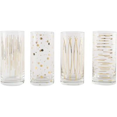 Mikasa Cheers Metallic Gold Set Of 4 16Oz High Ball Glasses - Glassware Mikasa Cheers Metallic Gold Set Of 4 16Oz High Ball Glasses - Glassware