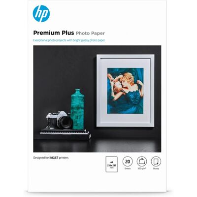 HP Premium Plus Glanset Fotoark - A4, 20 ark, Vannavstøtende HP Premium Plus Glanset Fotoark - A4, 20 ark, Vannavstøtende