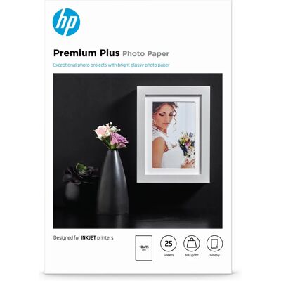 Papier photo brillant HP Premium Plus - 25 feuilles 10x15cm - Publicité Papier photo brillant HP Premium Plus - 25 feuilles 10x15cm - Publicité