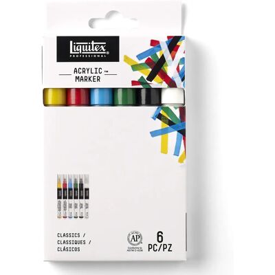 Liquitex Marqueurs de Peinture Acrylique 6 x Pointe Fine - Type de Peinture Liquitex Marqueurs de Peinture Acrylique 6 x Pointe Fine - Type de Peinture