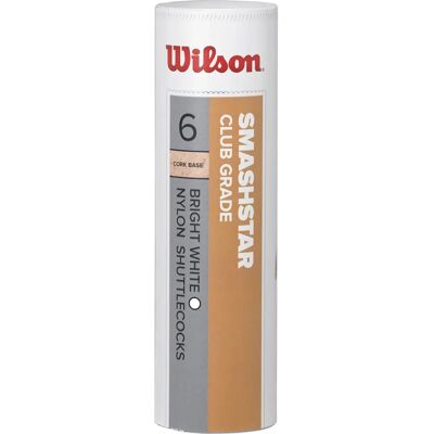 Wilson Palle da badminton, volanti Smashstar, 6 pezzi, 79 grains, Bianco, Plastica/Naturale sughero Wilson Palle da badminton, volanti Smashstar, 6 pezzi, 79 grains, Bianco, Plastica/Naturale sughero