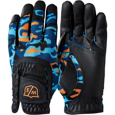 Wilson Staff Fit All Kinder Golfhandschuh - Blau/Orange Camo - Golfhandschuh Wilson Staff Fit All Kinder Golfhandschuh - Blau/Orange Camo - Golfhandschuh