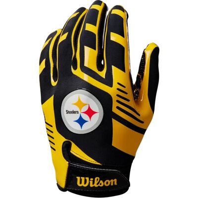Wilson NFL Stretch Fit Football Gloves - Erwachsene Pittsburgh Steelers Wilson NFL Stretch Fit Football Gloves - Erwachsene Pittsburgh Steelers