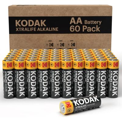 Piles alcalines Kodak Xtralife - 60 pièces - Batterie - Publicité Piles alcalines Kodak Xtralife - 60 pièces - Batterie - Publicité