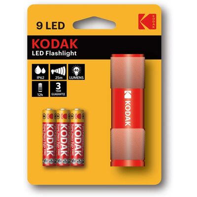 Lanterna LED Vermelha Kodak 9 - Compacta, Resistente às Intempéries, Alcance 25m Lanterna LED Vermelha Kodak 9 - Compacta, Resistente às Intempéries, Alcance 25m