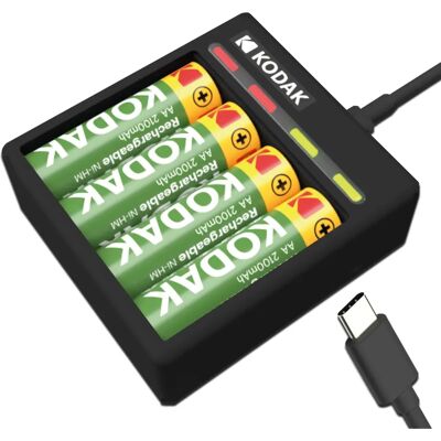 Batteries rechargeables Kodak & Chargeur - Type de batterie : AA, AAA - Publicité Batteries rechargeables Kodak & Chargeur - Type de batterie : AA, AAA - Publicité