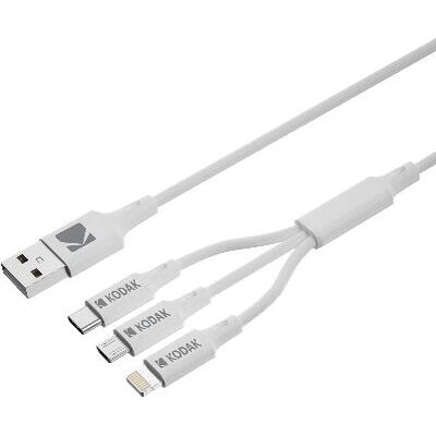 Kodak USB-kabel - 1m - Vit - USB A, USB C, Micro-USB B, Lightning Kodak USB-kabel - 1m - Vit - USB A, USB C, Micro-USB B, Lightning